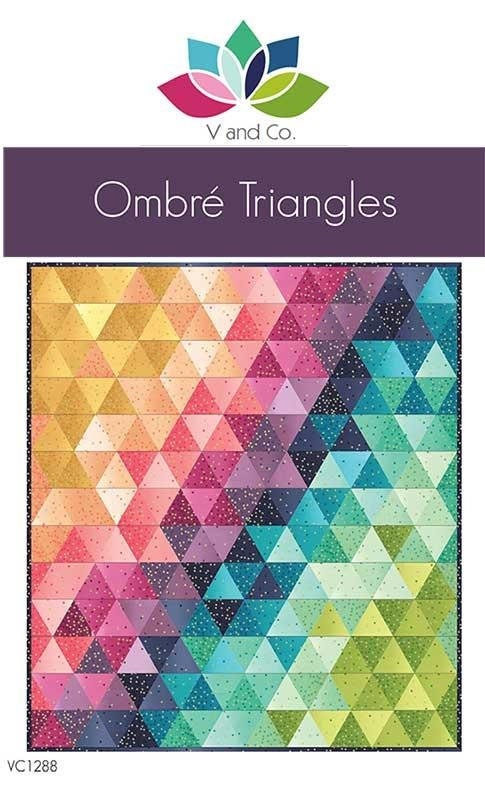 Ombre Triangles Quilt Pattern, V and Co Vc1288, Dessert Roll Friendly, Ombre Triangle Lap Wall Quilt Pattern