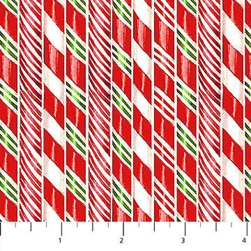 REMNANT 30" of Sugar Coated - Christmas Candy Cane Stripe Fabric, Northcott DP27146-10, Deborah Edwards, Christmas Xmas Cotton Quilt Fabric