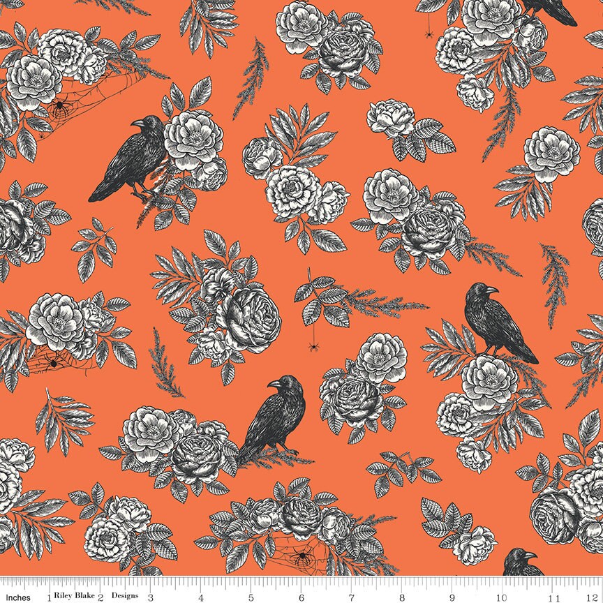 Sophisticated Halloween 18 Fat Quarter Bundle, Riley Blake FQ-14620-18, Precut 18 x 22 Halloween Fabric, My Mind's Eye