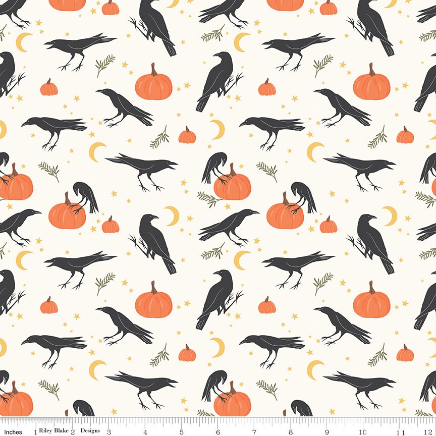 Sophisticated Halloween 18 Fat Quarter Bundle, Riley Blake FQ-14620-18, Precut 18 x 22 Halloween Fabric, My Mind's Eye