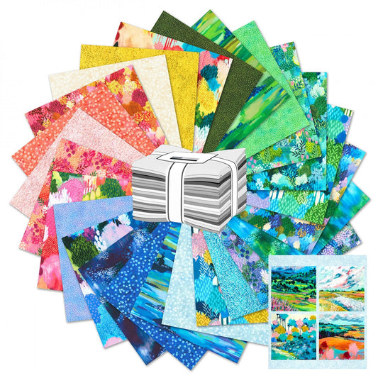 Painterly Trees 26 Fat Quarter Bundle with Panel, Robert Kaufman FQ-2119-26, Rainbow Colors Fat Quarters