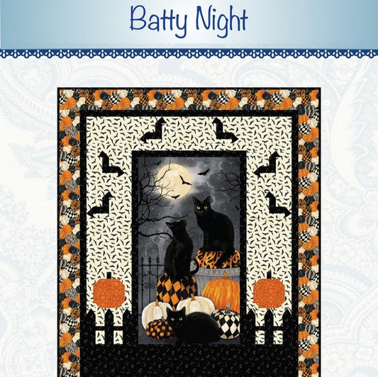 Batty Night Quilt Pattern, Bound to Be Quilting PTN3245 BTBQ419, 24" Fabric Panel Friendly Throw Quilt Pattern, Panel Frame Pattern