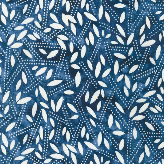 Artisan Batiks Kasuri - Bamboo Denim Blue White Batik Fabric, Robert Kaufman AMD-22446-67 Denim, Medium Blue White Batik Fabric, By the Yard