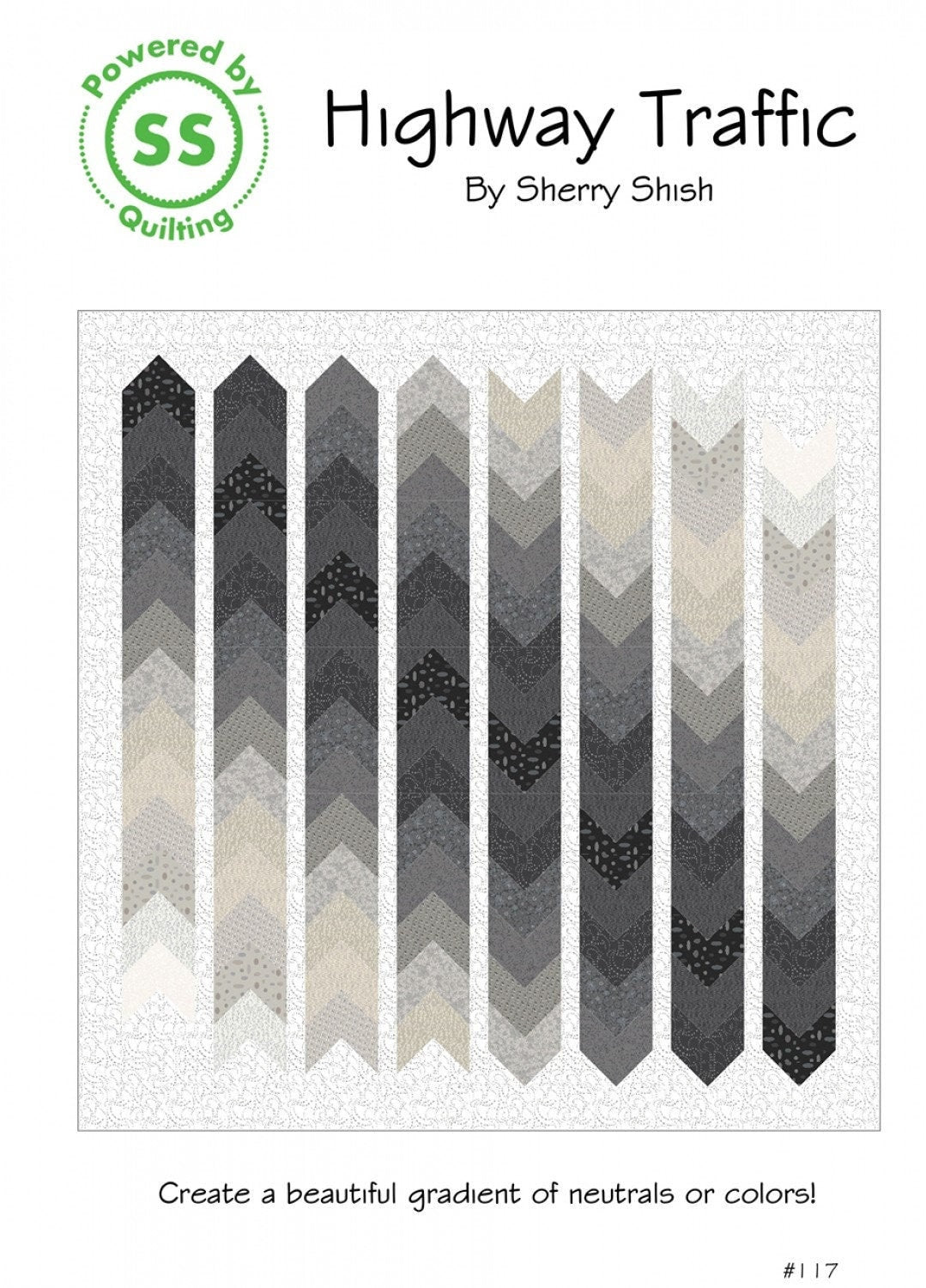 Highway Traffic Quilt Pattern, Powered by Quilting PBQ117, Modern Contemporary Chevron Arrow Ombre Throw Quilt Pattern, Sherry Shish