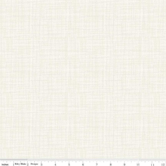 REMNANT 35" of Grasscloth Cottons - Cloud Off-White Texture Tonal Fabric, Riley Blake C780-Cloud, Off-White Blender Cotton Quilting Fabric