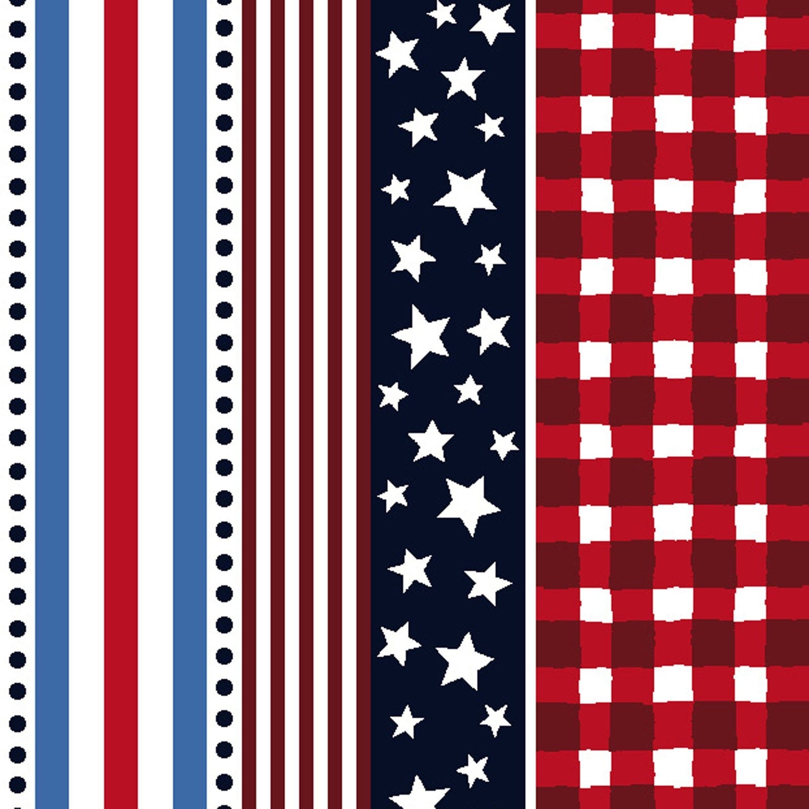 REMNANT 35" of Star Spangled - Forever Stripe Fabric, Freckle and Lollie FLOFLSS-D66-R, Patriotic Stripes Red White Blue Cotton Fabric