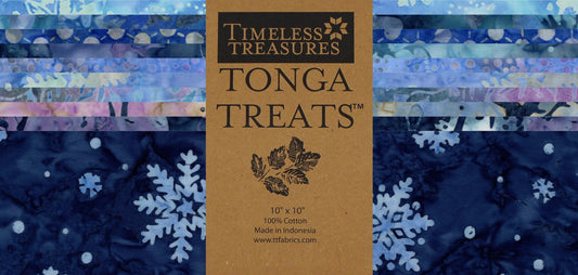 Frost Batik 10" Squares, Timeless Treasures Treat-Square42 Frost, 10" Precut Winter Christmas Xmas Snowflakes Batik Quilt Fabric Squares