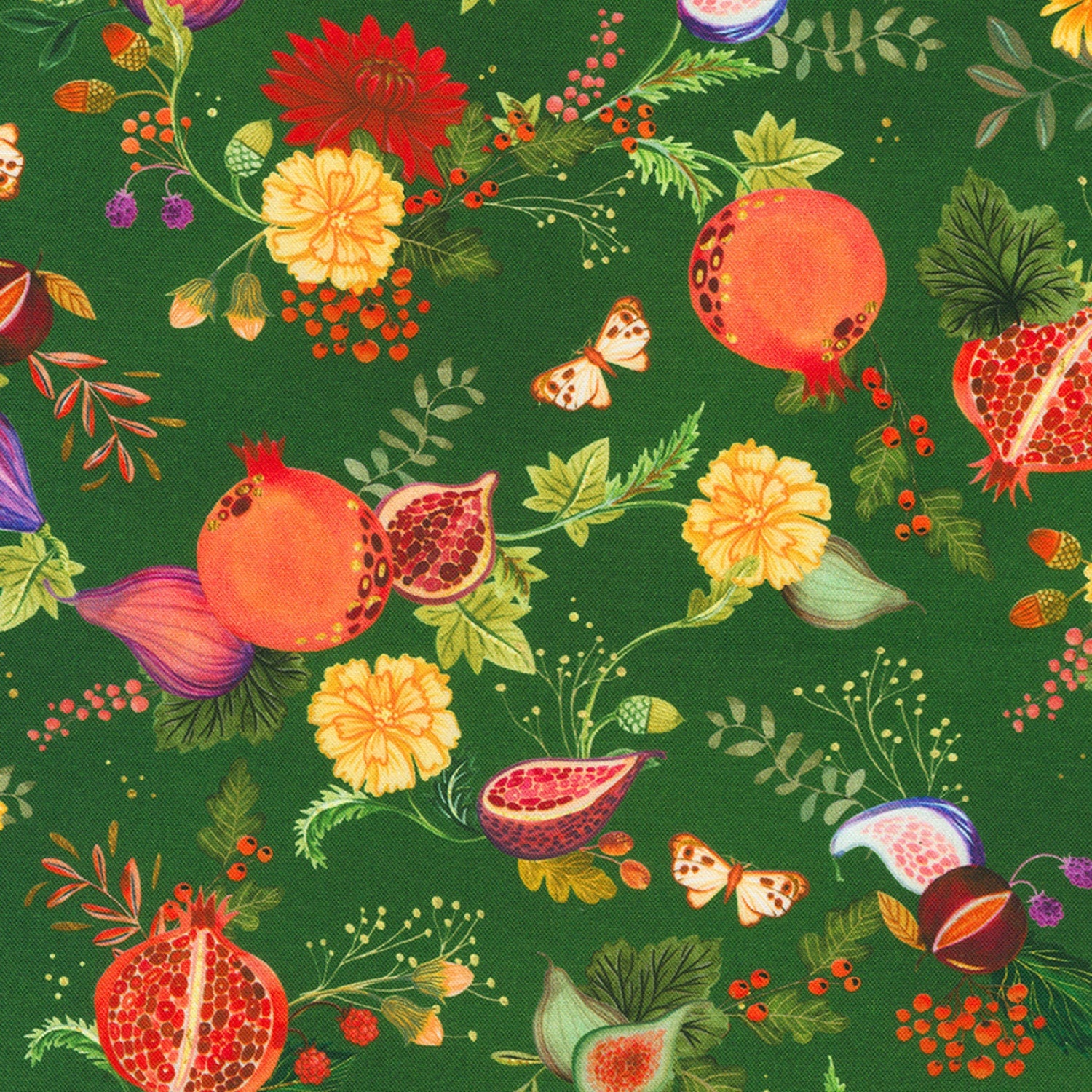 Thankful 20 Piece Fat Quarter Bundle, Robert Kaufman FQ-2151-20, Thanksgiving Turkey Floral Fabric, 18 x 22 Fabric Cuts