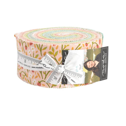 Kindred Jelly Roll, Moda 36070JR, Blue Green Pink Yellow Floral 2.5" Quilt Fabric Strips, 1 Canoe 2 1Canoe2