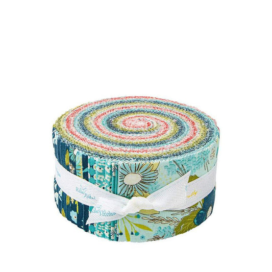 Feed My Soul Rolie Polie, Riley Blake RP-14550-40, 2.5" Precut Green Blue Red Floral Fabric Strips, Sandy Gervais