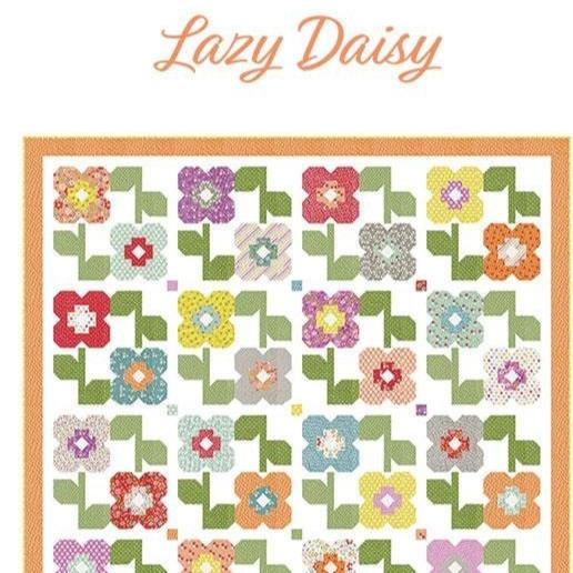 Lazy Daisy Quilt Pattern, Chelsi Stratton Designs CSD161, F8 Fat Eighths Friendly Daisies Flower Patch Square Quilt Pattern