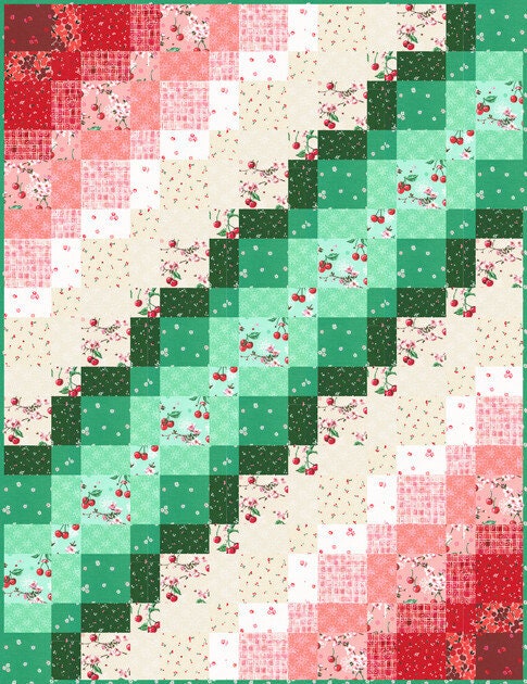 Echelon Quilt Pattern, Kitchen Table Quilting KTQ116, Fat Quarter FQ Yardage Friendly Baby Lap Throw Quilt Pattern