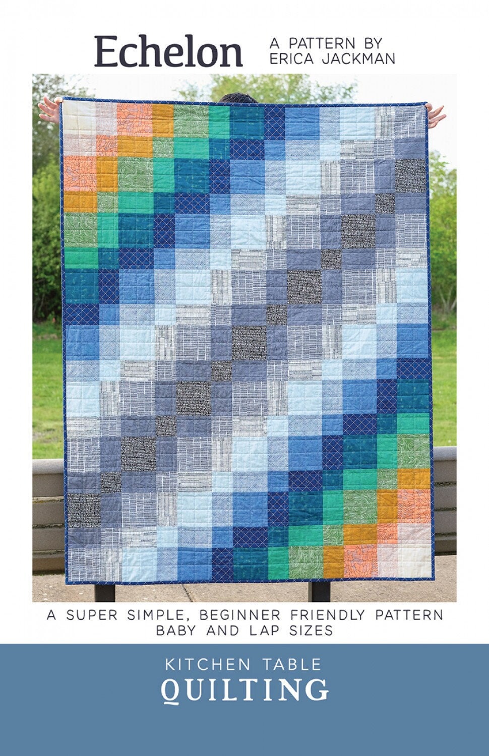 Echelon Quilt Pattern, Kitchen Table Quilting KTQ116, Fat Quarter FQ Yardage Friendly Baby Lap Throw Quilt Pattern