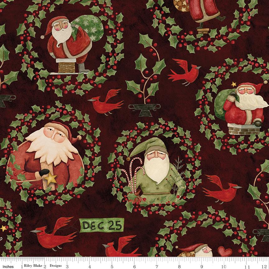 Up on the Housetop 21 Fat Quarter Bundle, Riley Blake FQ-14730-21, 18 x 22 Fabric Cuts, Whimsical Christmas Xmas Santa Fabric, Teresa Kogut