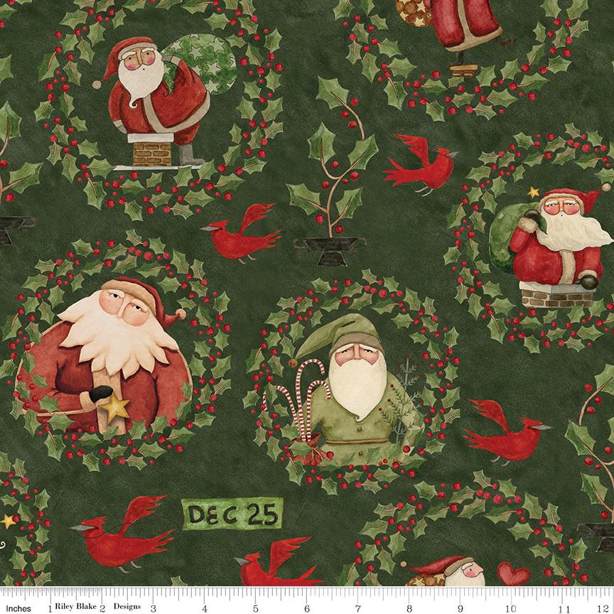 Up on the Housetop 21 Fat Quarter Bundle, Riley Blake FQ-14730-21, 18 x 22 Fabric Cuts, Whimsical Christmas Xmas Santa Fabric, Teresa Kogut