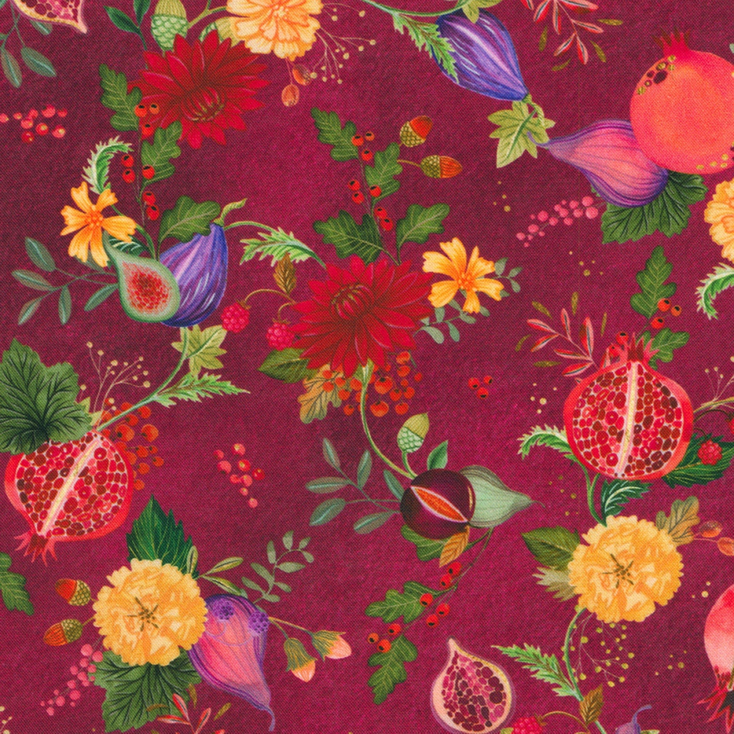 Thankful 20 Piece Fat Quarter Bundle, Robert Kaufman FQ-2151-20, Thanksgiving Turkey Floral Fabric, 18 x 22 Fabric Cuts