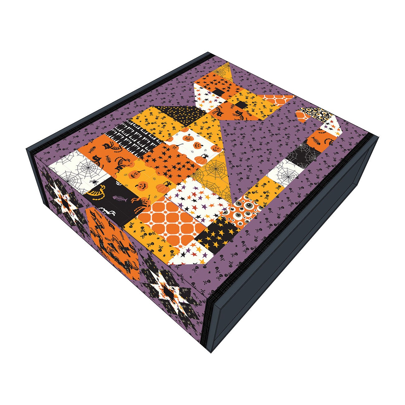 Calico Cats and Jacks Table Runner Quilt KIT, Riley Blake KT-14501, Patchwork Cats Jack O Lanterns Quilt Kit, Sandy Gervais