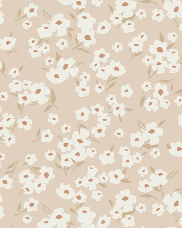 108" Edition Wide Backs - Spring Daisies Ecru Floral Wide Quilt Back Fabric, AGF Wide-10206, Beige Tan Floral Quilt Backing, By the Yard