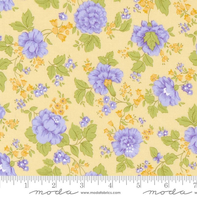 Georgia Layer Cake, Moda 18770LC, 10" Precut Lavender Green Yellow Floral Fabric Squares, Cottage Core Granny Quilt Squares, Brenda Riddle