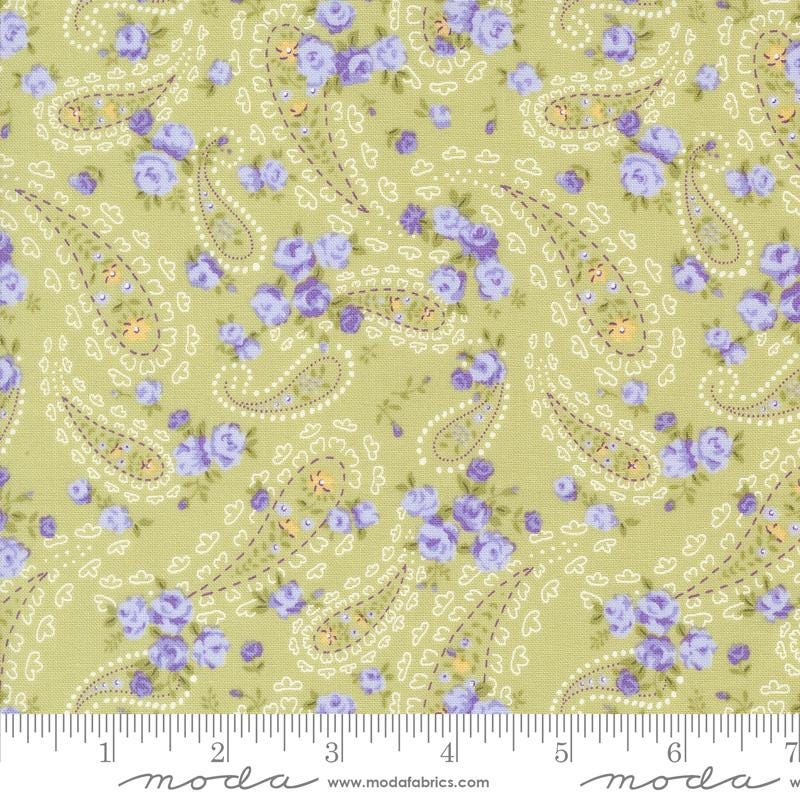 Georgia Layer Cake, Moda 18770LC, 10" Precut Lavender Green Yellow Floral Fabric Squares, Cottage Core Granny Quilt Squares, Brenda Riddle