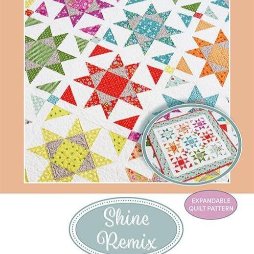 Shine Remix Quilt Pattern, Quilting Life Design QLD248, F8 Fat Quarter Friendly Mini Throw Bed Quilt Pattern, Ohio Star, Sherri McConnell