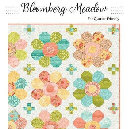 Bloomberg Meadow Quilt Pattern, Branch and Blume BNB2327, Fat Quarter FQ Friendly Flower Square Throw Quilt Pattern, Chrissy Lux