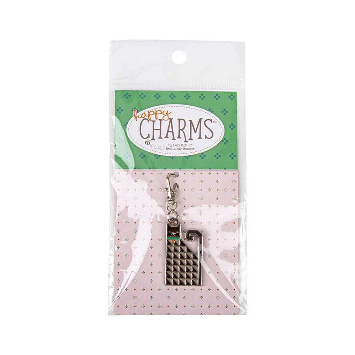 Happy Charms - Black Cat Zipper Pull Keychain Charm, Riley Blake ST-33026, Sewing Quilting Notions, Quilty Cat Enamel Charm