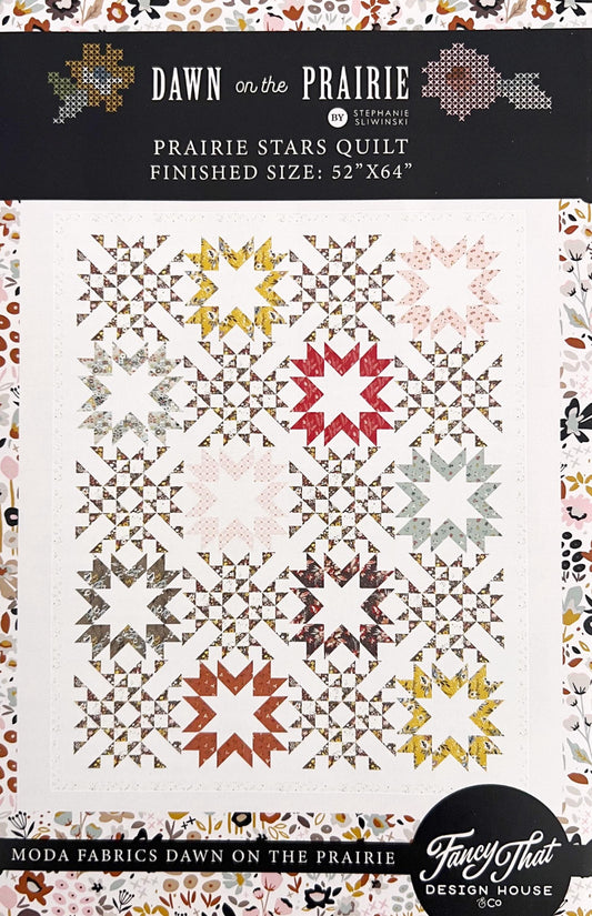 Prairie Stars Quilt Pattern, Fancy That Design FTD219, Yardage Friendly Star Lap Throw Quilt Pattern, Dawn on the Prairie Quilt