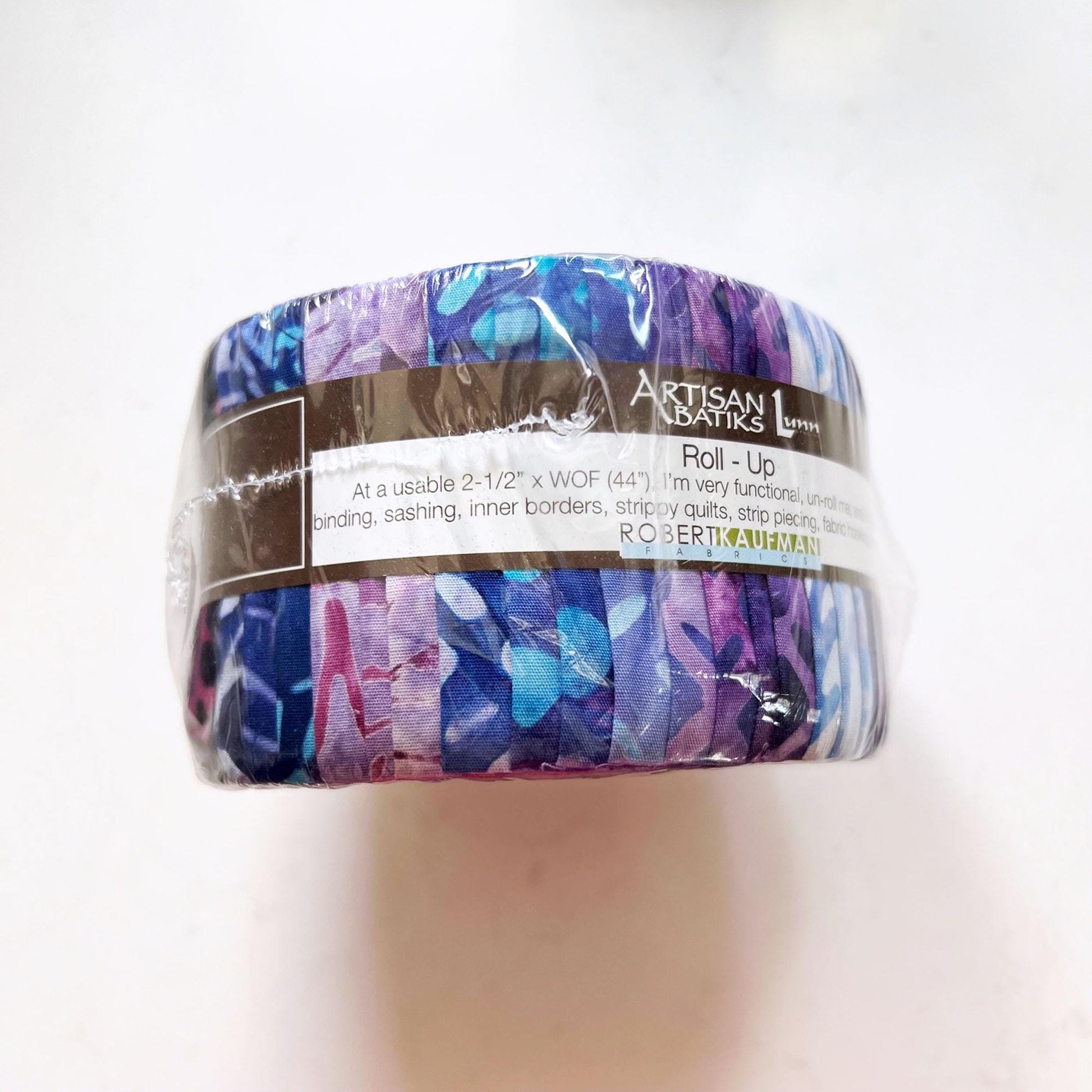 DESTASH Artisan Batiks Splendid Roll Up, Robert Kaufman RU-364-40, 2.5" Precut Purple Blue Batik Fabric Strips