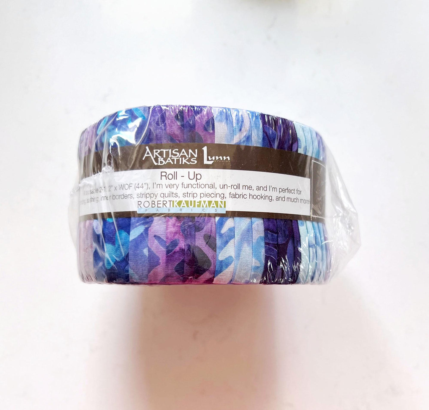 DESTASH Artisan Batiks Splendid Roll Up, Robert Kaufman RU-364-40, 2.5" Precut Purple Blue Batik Fabric Strips