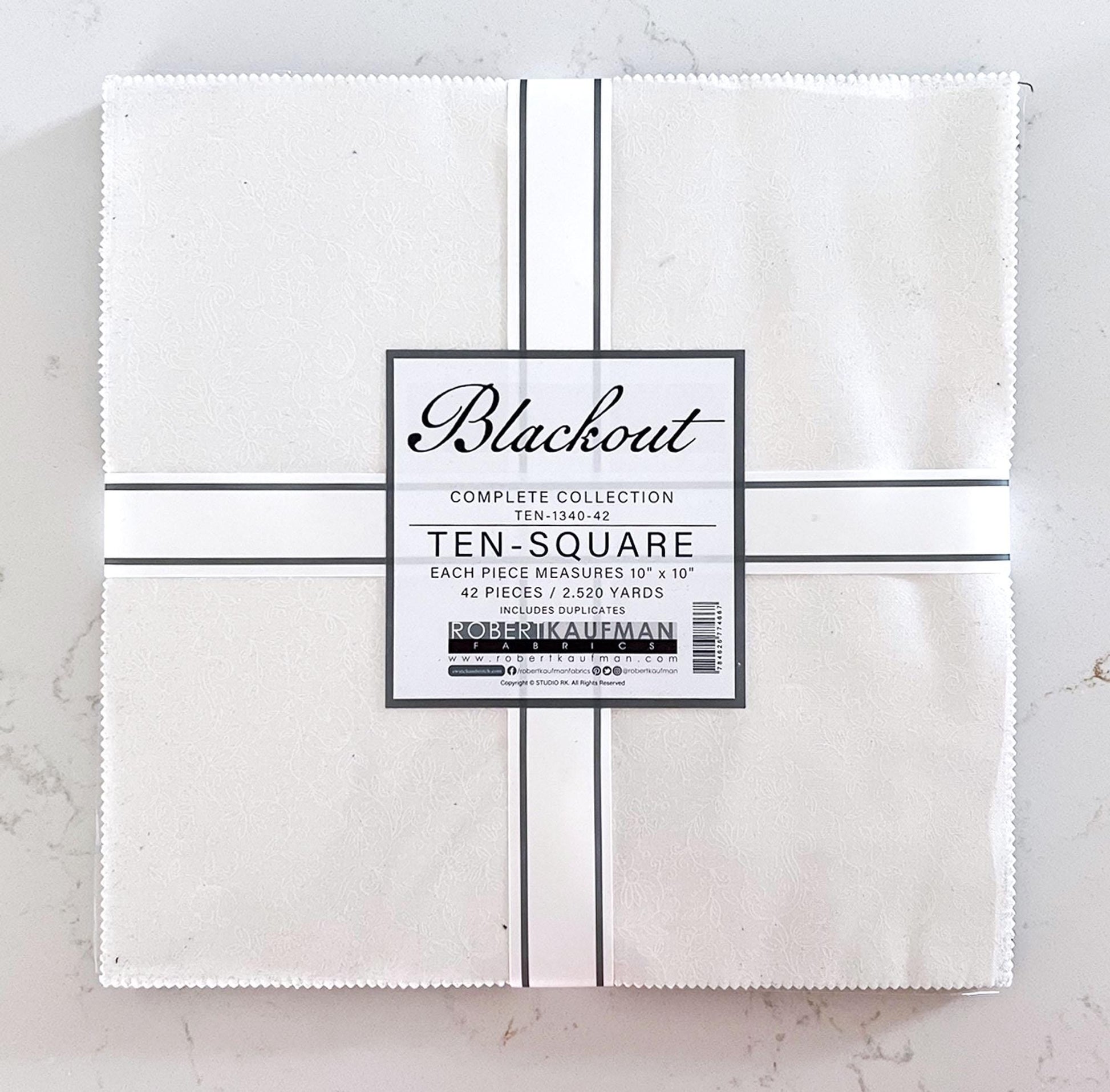 Blackout Ten Square, Robert Kaufman TEN-1340-42, Black White Gray Floral 10" Precut Fabric Squares