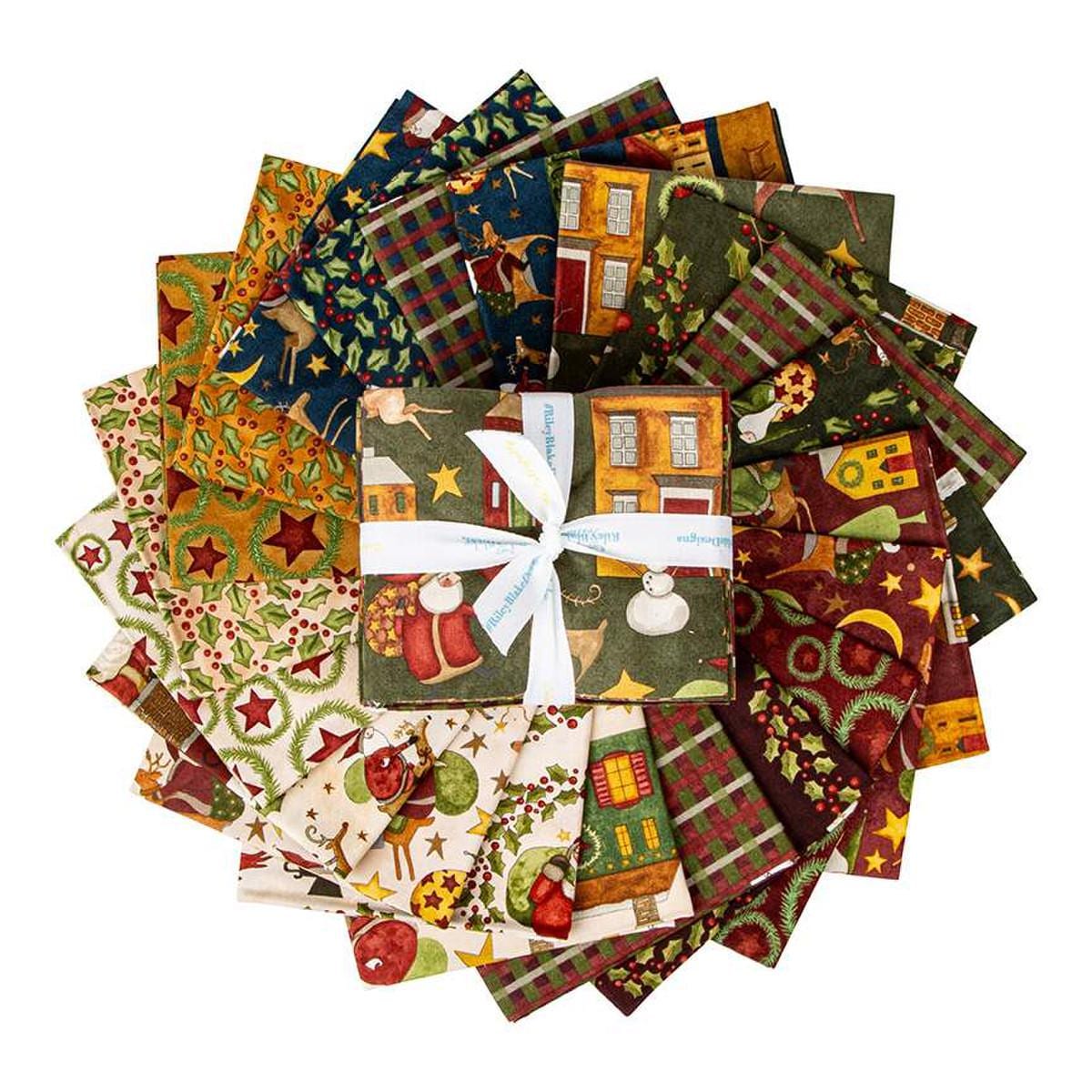 Up on the Housetop 21 Fat Quarter Bundle, Riley Blake FQ-14730-21, 18 x 22 Fabric Cuts, Whimsical Christmas Xmas Santa Fabric, Teresa Kogut