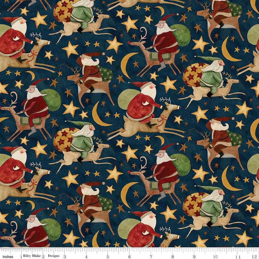 Up on the Housetop 21 Fat Quarter Bundle, Riley Blake FQ-14730-21, 18 x 22 Fabric Cuts, Whimsical Christmas Xmas Santa Fabric, Teresa Kogut