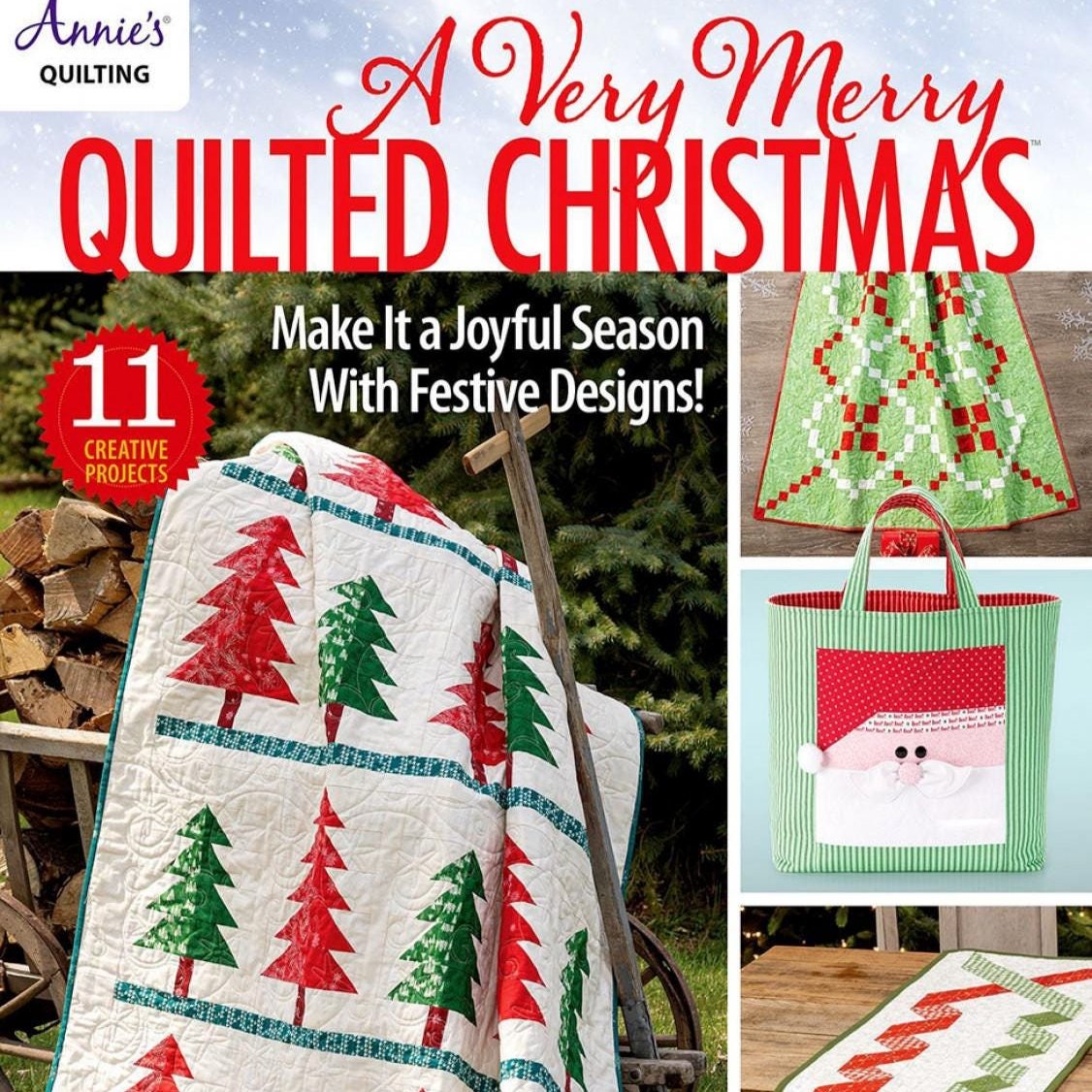 A Very Merry Quilted Christmas Quilt Pattern Book, Annie's 1415361, Christmas Xmas Sewing Quilting Project Book 11 Projects