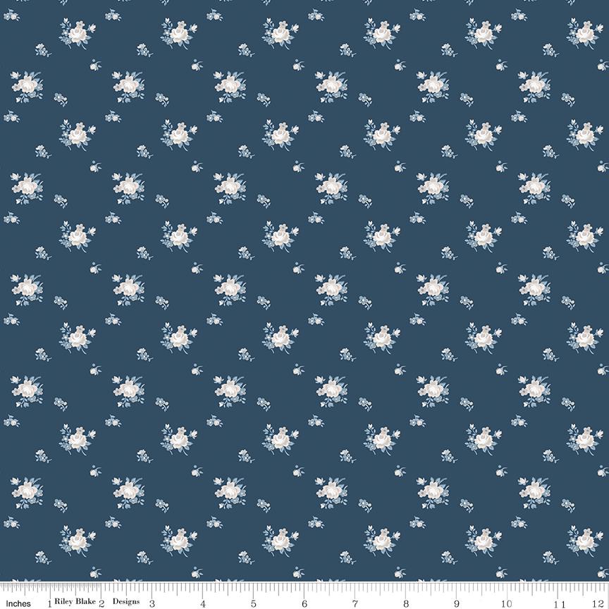 Serenity Blues 5" Stacker, Riley Blake 5-14780-42, 5" Precut Blue Taupe Gray Floral Fabric Squares, Gerri Robinson