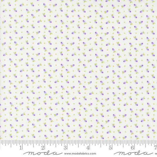 Georgia - Tiny Lavender Rosebuds on Off White Fabric, Moda 18772 11, Lavender Flower Buds on Off White Fabric, Brenda Riddle, By the Yard