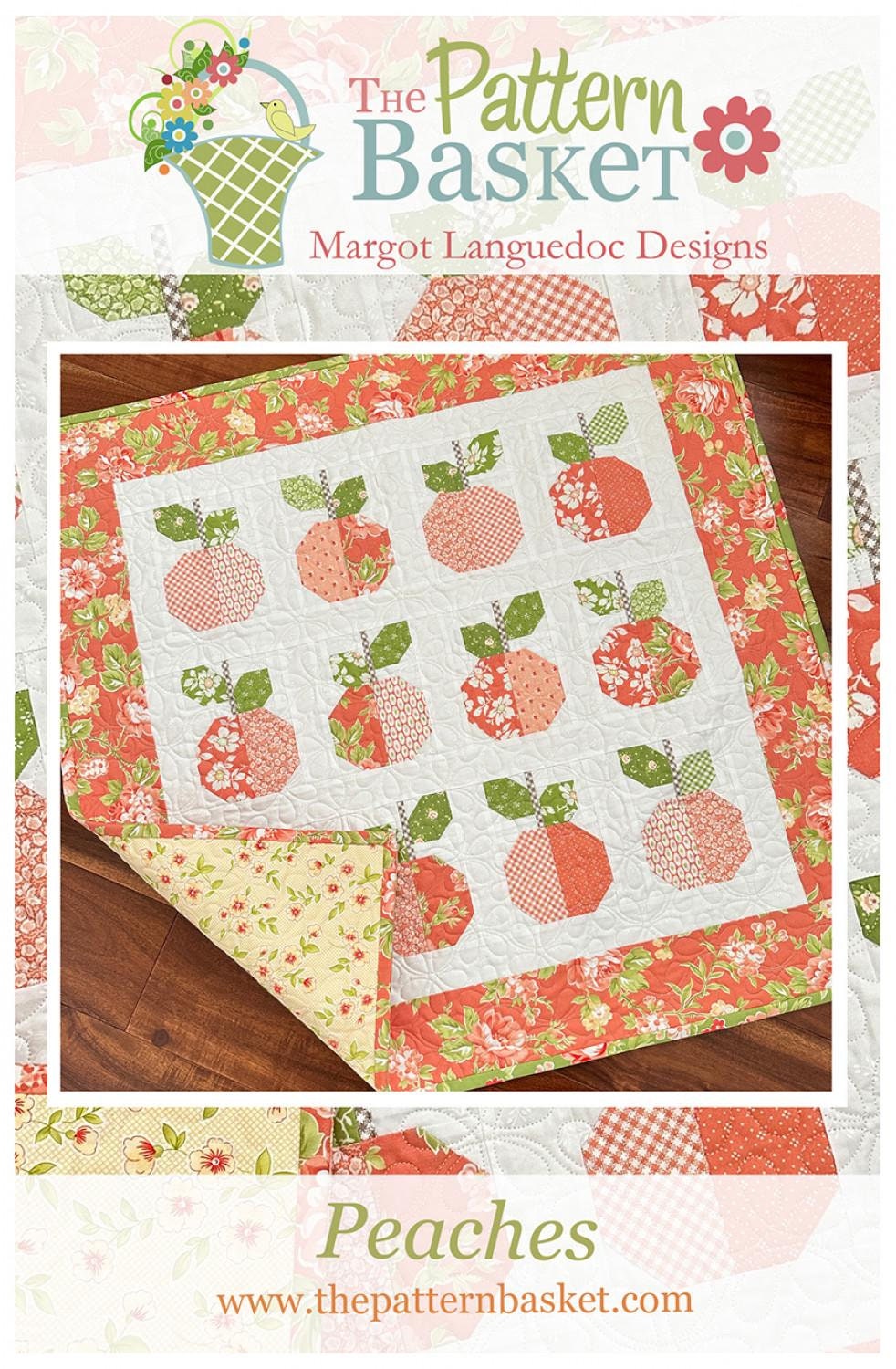 Peaches Quilt Pattern, The Pattern Basket TPB2407, Charm Pack 5" Squares Friendly Wall or Table Quilt Pattern