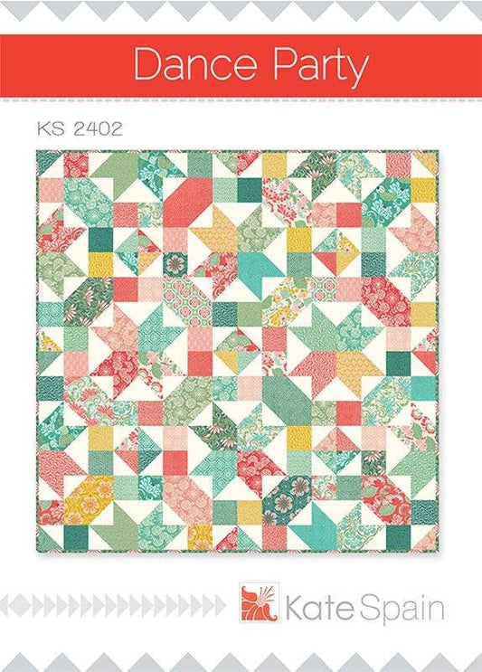 Dancy Party Quilt Pattern, Kate Spain KS2402, Layer Cake Charm Square Friendly Star Quilt Pattern, Square Throw Quilt Pattern