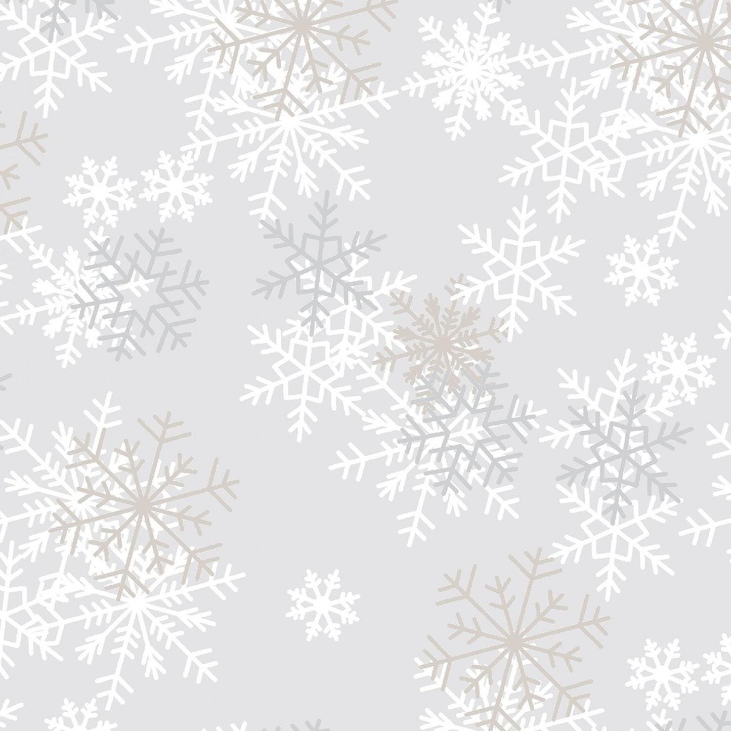 REMNANT 2 Yards 7" of 108" Light Gray Snowflakes Wide Quilt Back Fabric, Windham Fabric 51461-1, Christmas Xmas Wide Quilt Backing