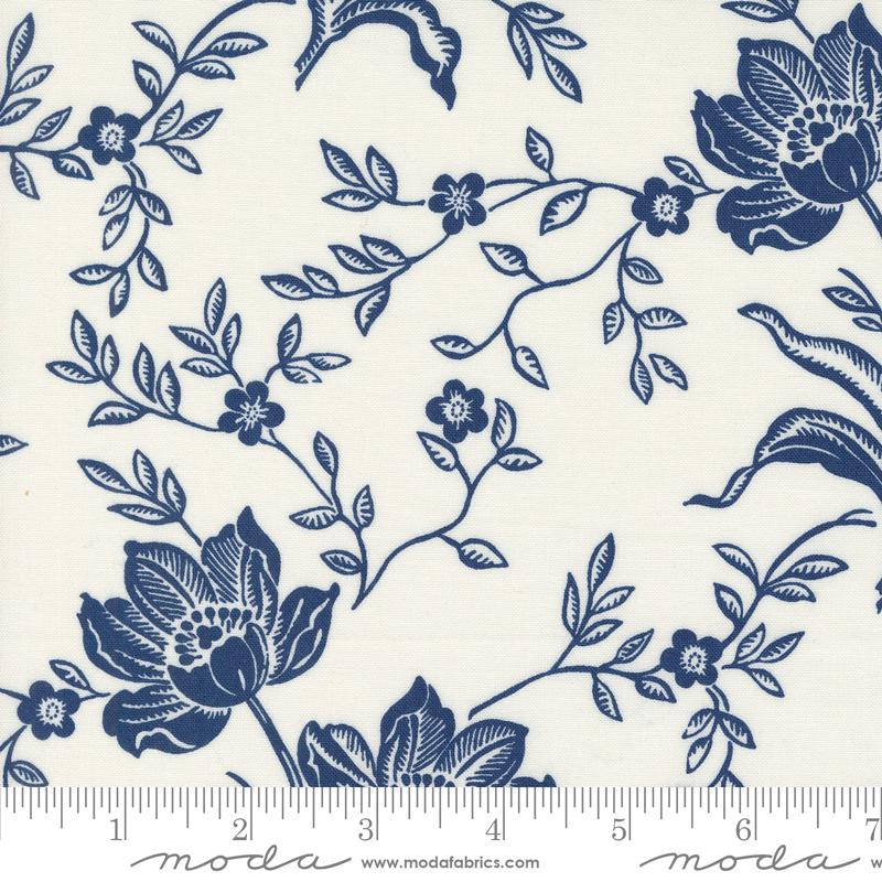 Denim and Daisies Layer Cake, Moda 35380LC, 10" Precut Floral Orange Blue Fabric Squares, Fig Tree