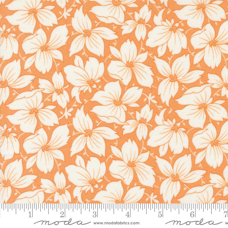 Denim and Daisies Layer Cake, Moda 35380LC, 10" Precut Floral Orange Blue Fabric Squares, Fig Tree