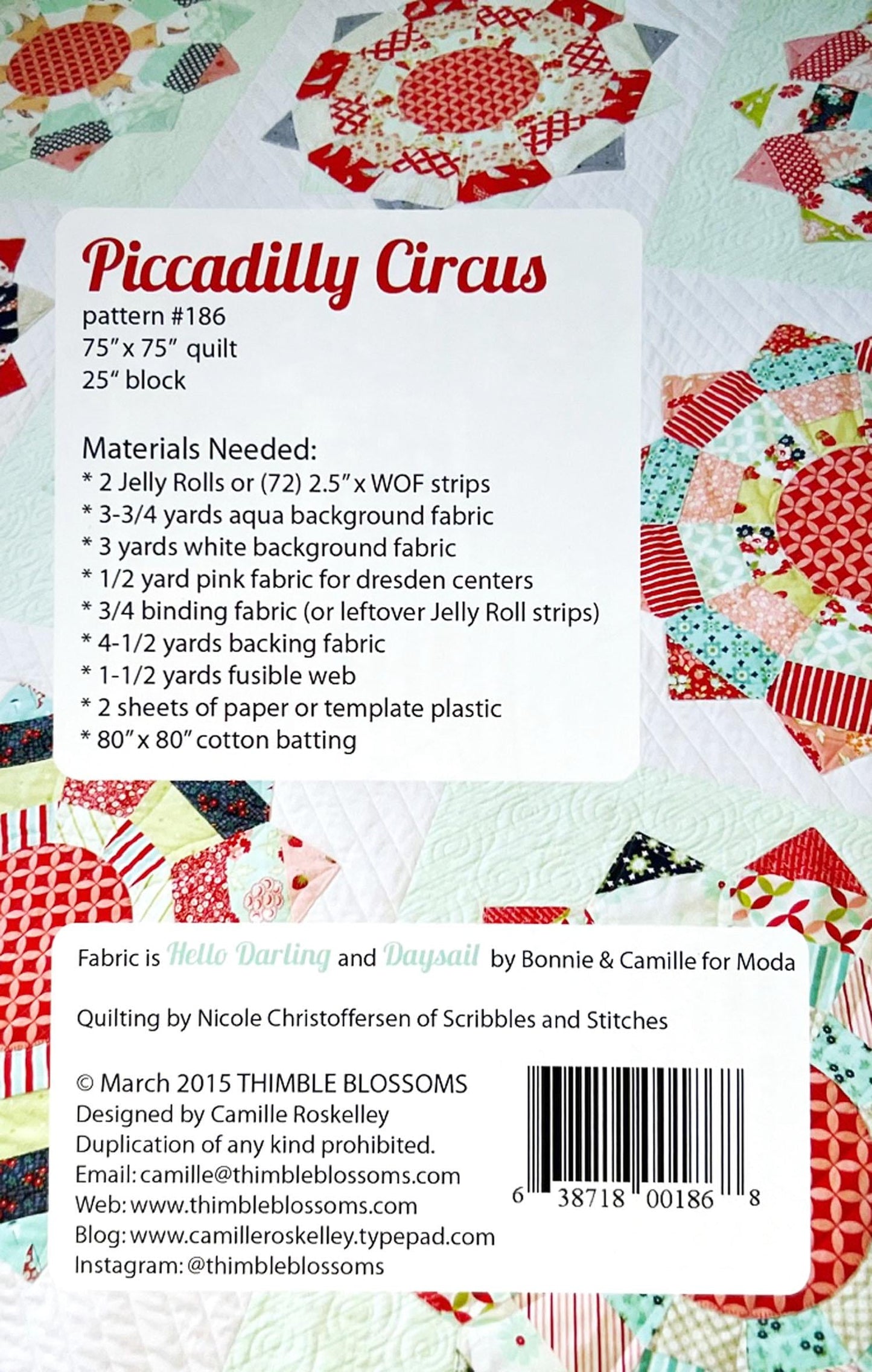 Piccadilly Circus Quilt Pattern, Thimble Blossoms TB186, Jelly Roll Friendly Throw Quilt Pattern, Strip Quilt Pattern