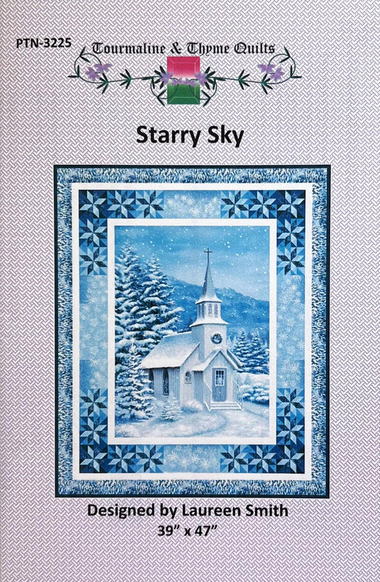 Starry Sky 24" Panel Frame Quilt Pattern, Tourmaline and Thyme PTN3225, Panel Friendly Star Border Wall Hanging Quilt Pattern