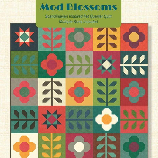 Mod Blossoms Quilt Pattern, Anka's Treasures ANK352, Fat Quarter FQ Friendly Flower Quilt Pattern