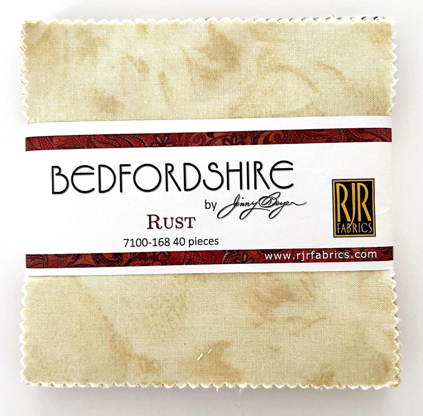 DESTASH Bedfordshire Rust 5" Charm Squares, RJR 7100-168, Autumn Fall Floral Charm Pack Fabric, Jinny Beyer