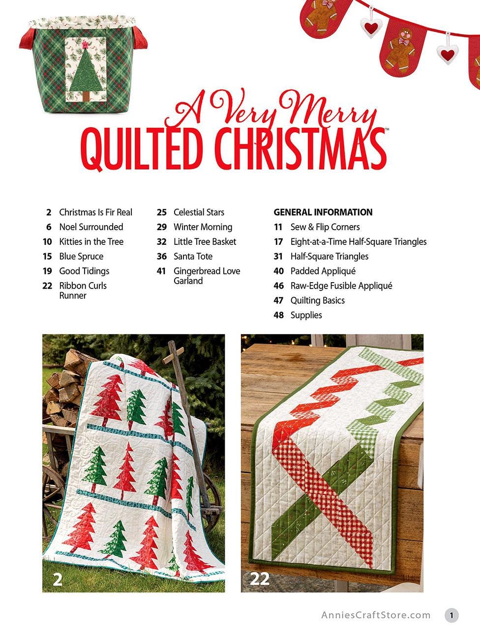 A Very Merry Quilted Christmas Quilt Pattern Book, Annie's 1415361, Christmas Xmas Sewing Quilting Project Book 11 Projects