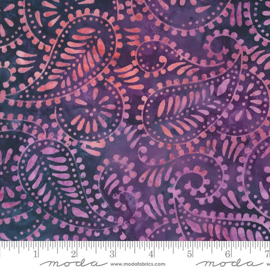 Berrylicious Batiks - Purple Pink Paisley Batik Fabric, Moda 4368 28 Plum, Purple Tonal Paisley Batiks, By the Yard