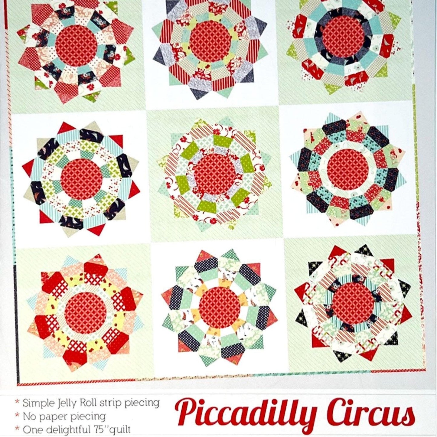 Piccadilly Circus Quilt Pattern, Thimble Blossoms TB186, Jelly Roll Friendly Throw Quilt Pattern, Strip Quilt Pattern