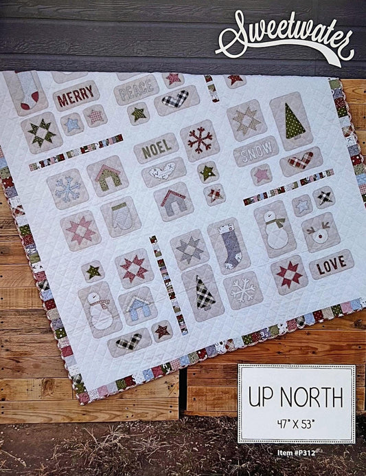 Up North Quilt Pattern, Sweetwater SWP312, Fat Eighths F8 Christmas Xmas Applique Throw Quilt Pattern