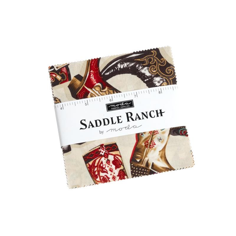 Saddle Ranch Charm Pack Fabric, Moda 33790PP, 5" Precut Western Horse Horses Cowboy Cowgirl Quilt Fabric, Southwest Charm Pack